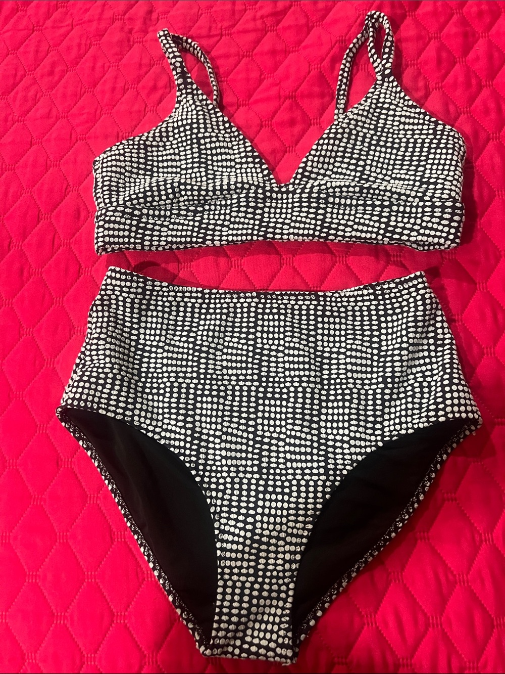 aerie Black & White Dot High-Waisted Bikini Set